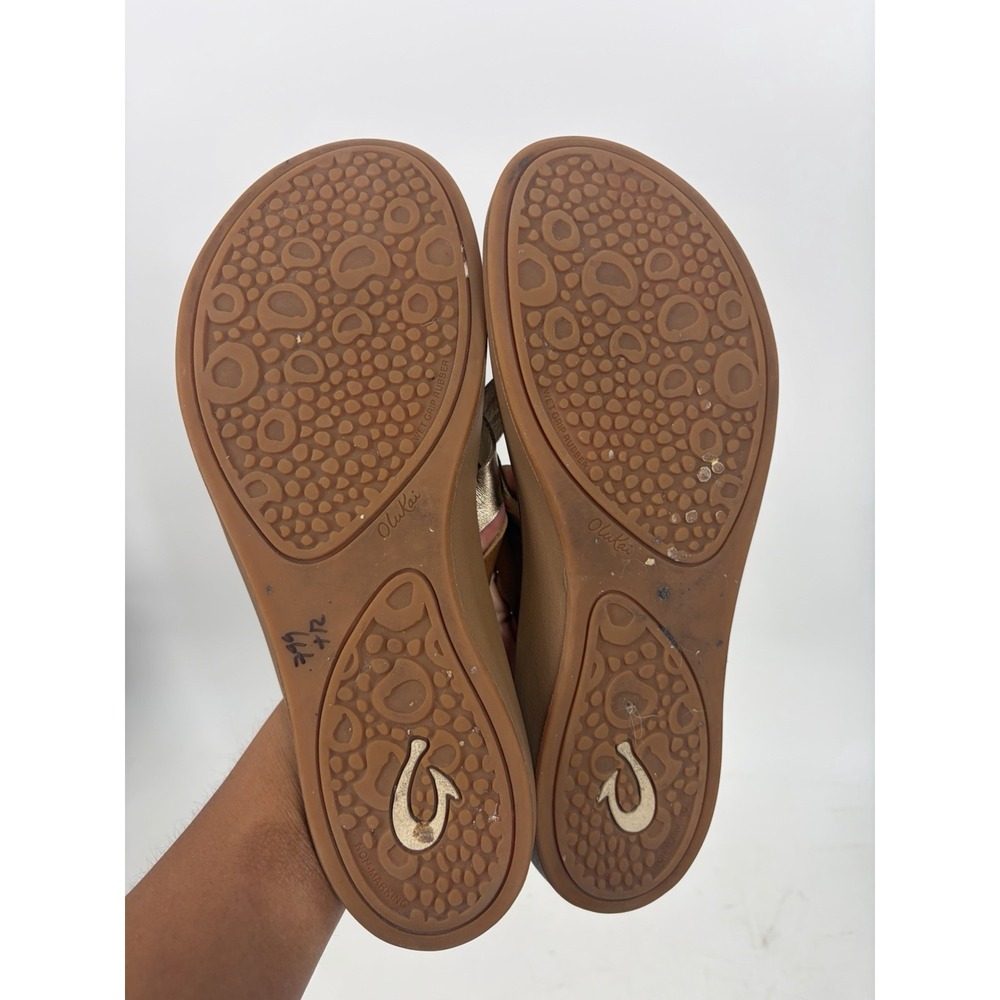 OluKai Kaekae Brown Leather Thong Slide In Sandals Womens Size 10 - Picture 7 of 10